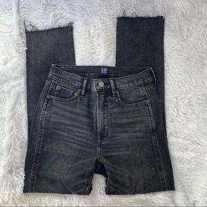 Gap Cigarette Black Denim Pants with Frayed Hem